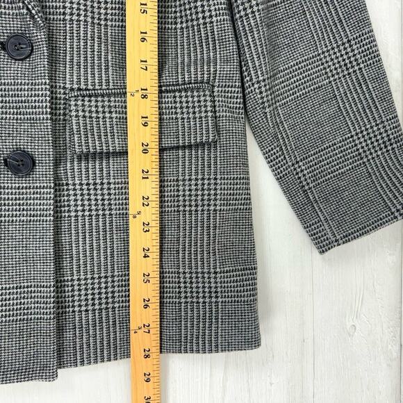 Old Navy Wool-like Double Breasted Blazer Women M Plaid Houndstooth Gray Office - Picture 14 of 16